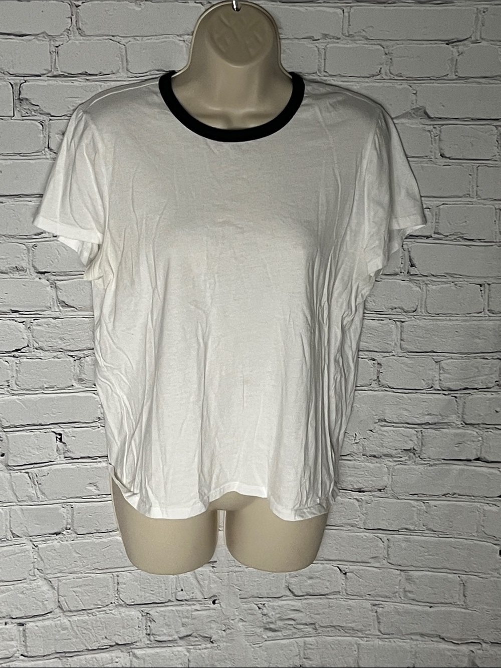 GAP White Short-Sleeve Ringer Tee with Black Neck
